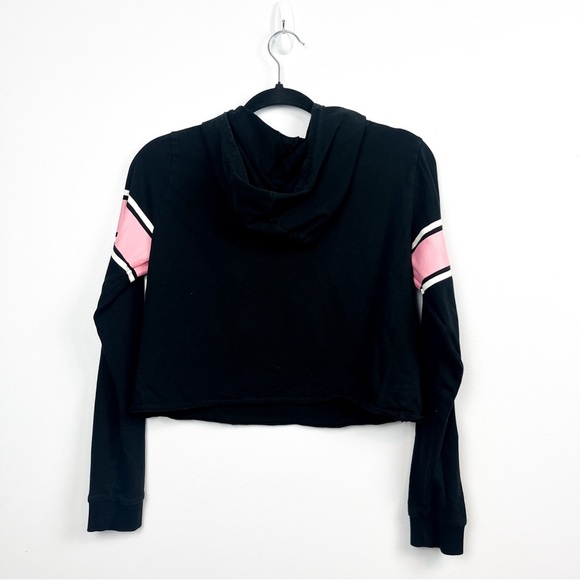 H&M Long Sleeve Crop Top Hoodie, Fantastic 94 in Black, Pink & White - Picture 8 of 11